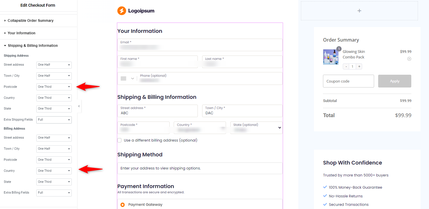 Customize the checkout page