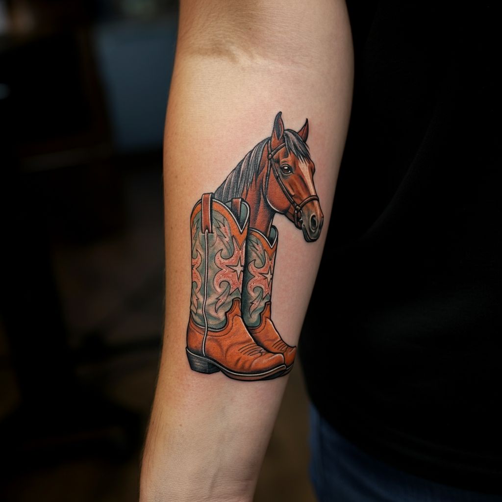 Cowboy Boot with a Horse or Cactus