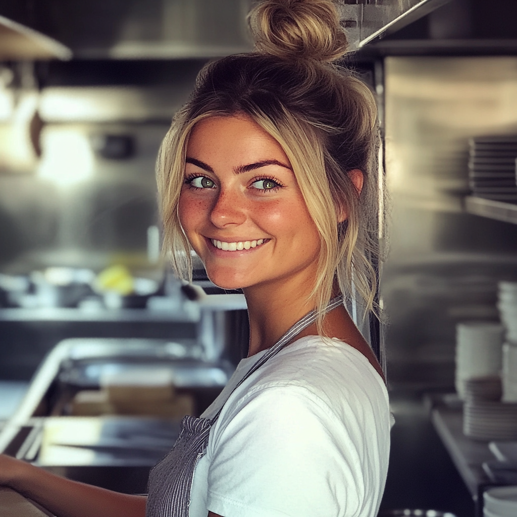 A woman working in a professional kitchen | Source: Midjourney