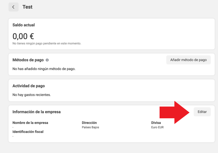 Añadiendo informaciones de la empresa en Facebook Business Manager