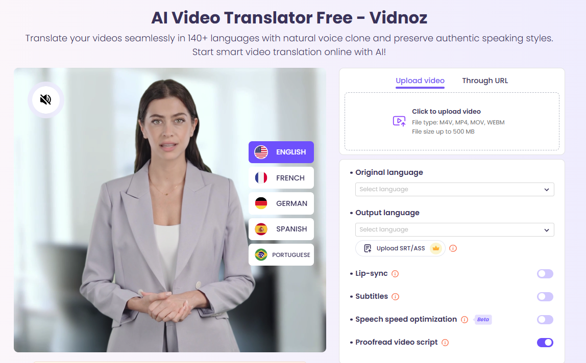 Vidnoz AI Video Translator Free