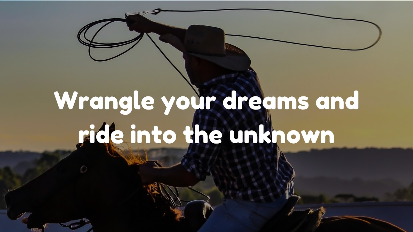 Wrangle your dreams and ride into the unknown