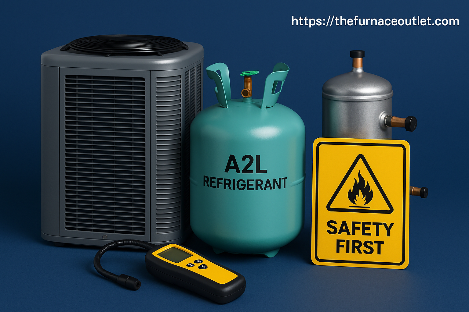 Compact 2 Ton R-32 HVAC unit installed in a tight space, highlighting A2L refrigerant's suitability for limited-space applications.