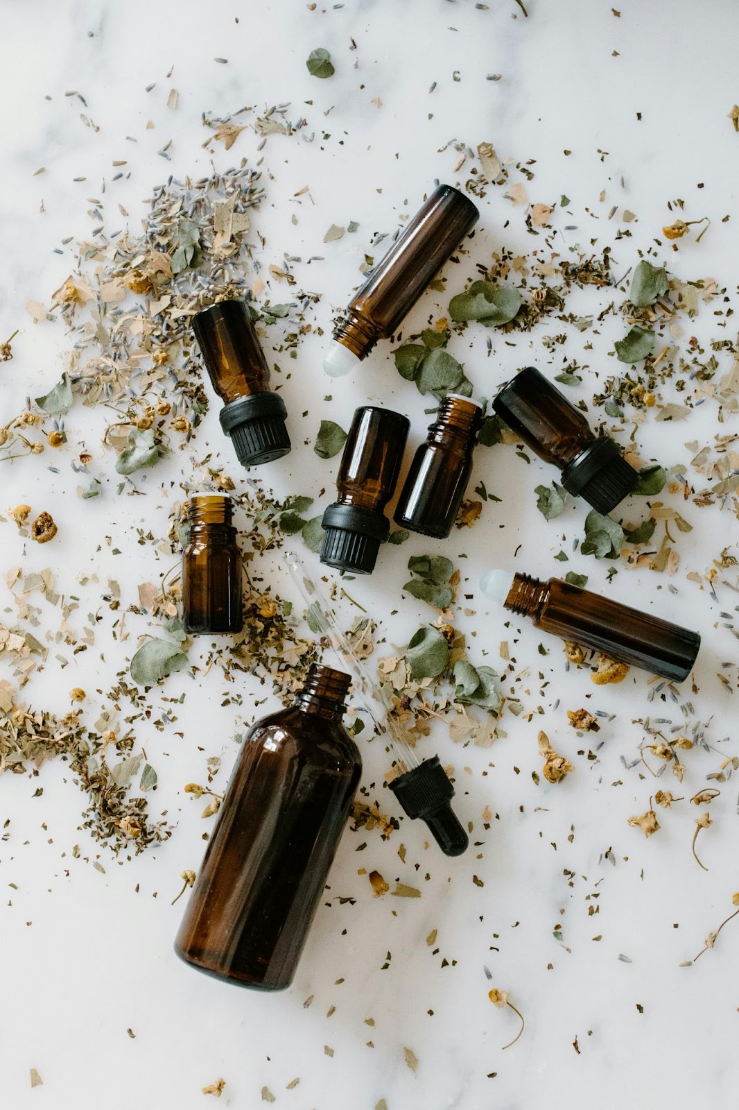 Dried Flowers and TIncture Bottles