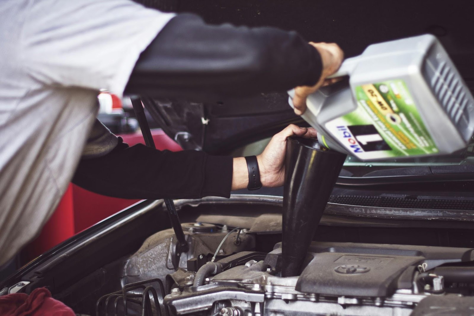 Mechanic working on a car