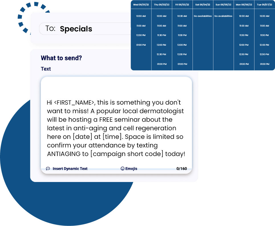 SMS scheduling dashboard