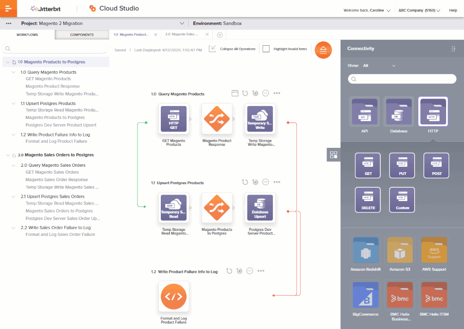 Jitterbit offers enterprise-grade integrations with a low-code approach