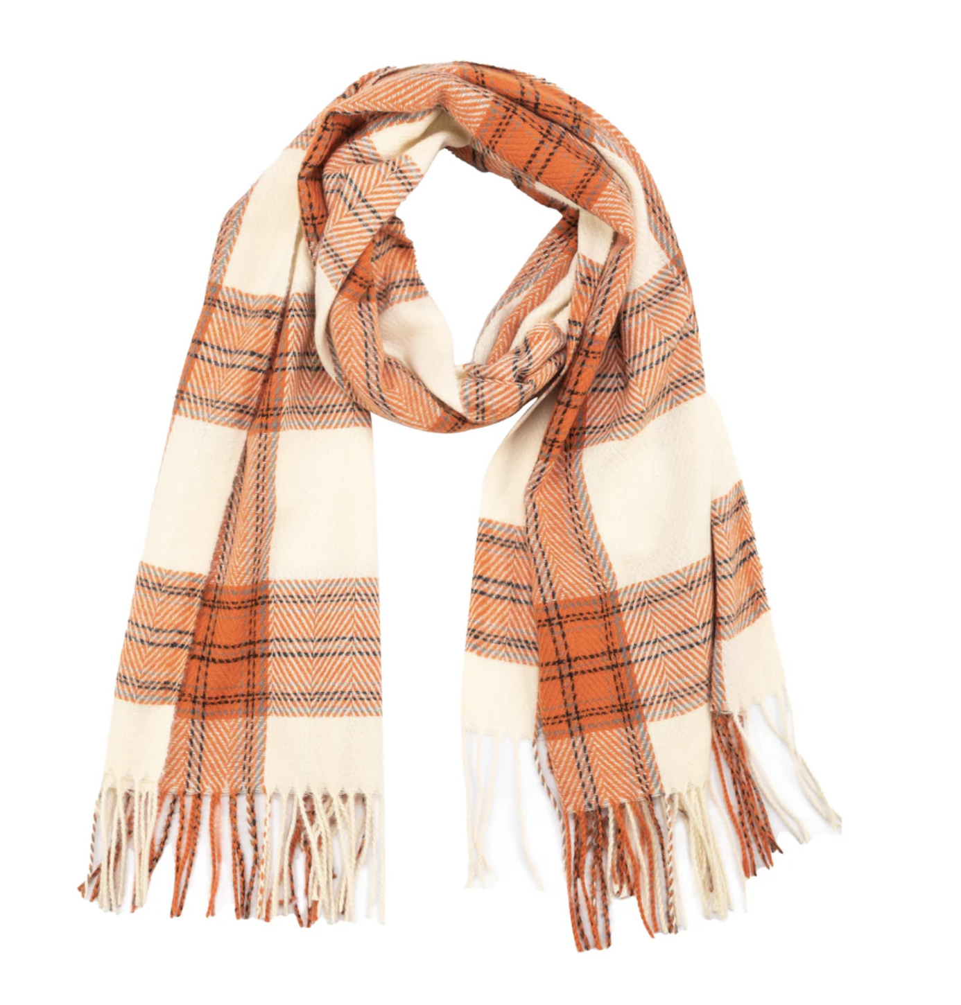 Ella - Women's Knitted Plaid Scarf with San Diego Hat 