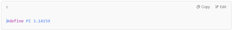 Defining a constant value for PI in C.