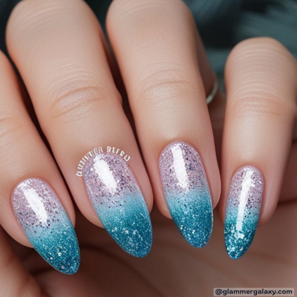 Winter Nail Ideas having Sparkling Glitter Ombre
