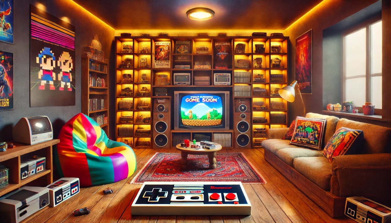 Retro Gaming Geek Room Background Wallpaper 1920x1080