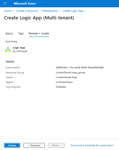 Create logic app