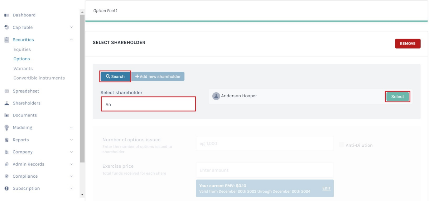 search shareholder 