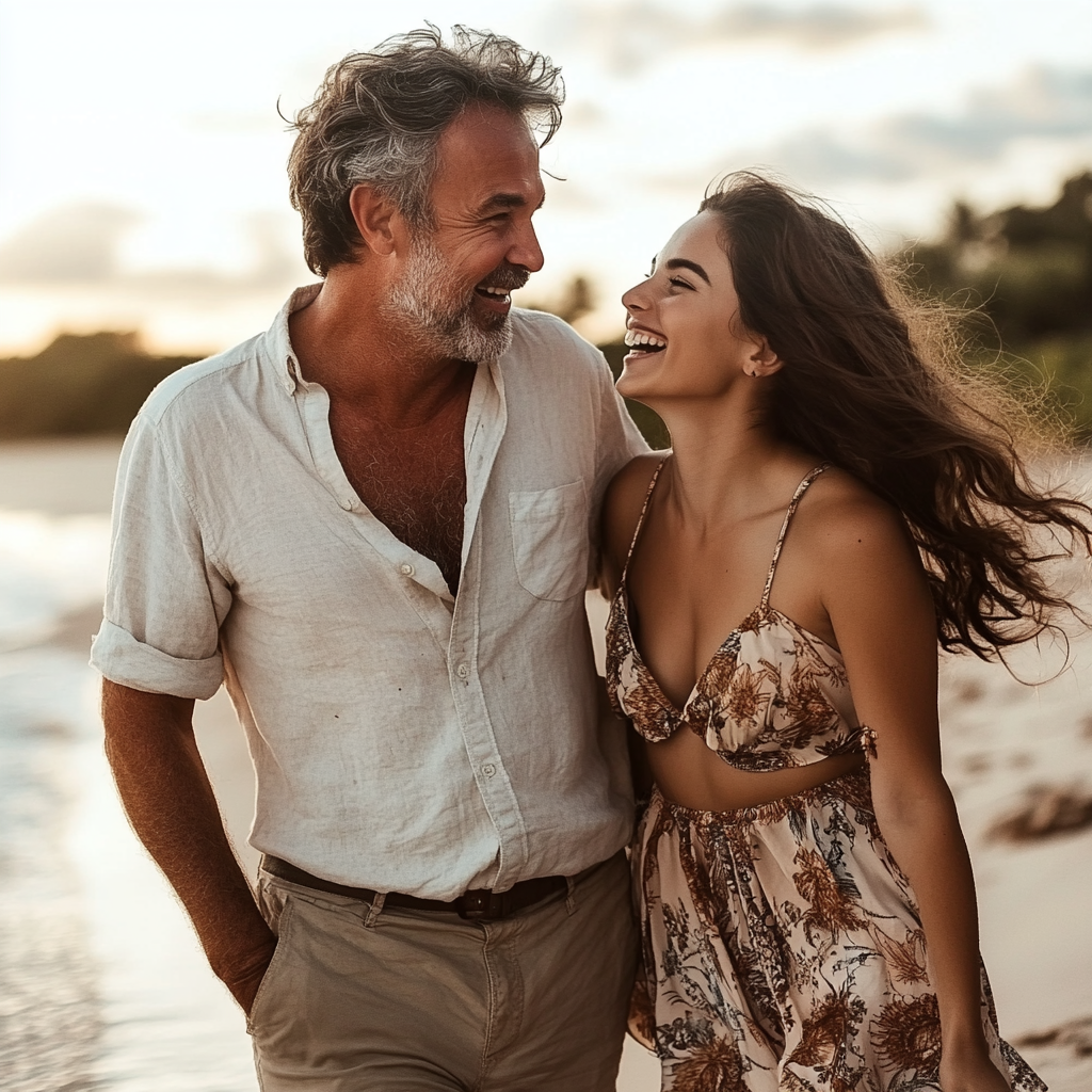 A smiling father with his adult daughter | Source: Midjourney