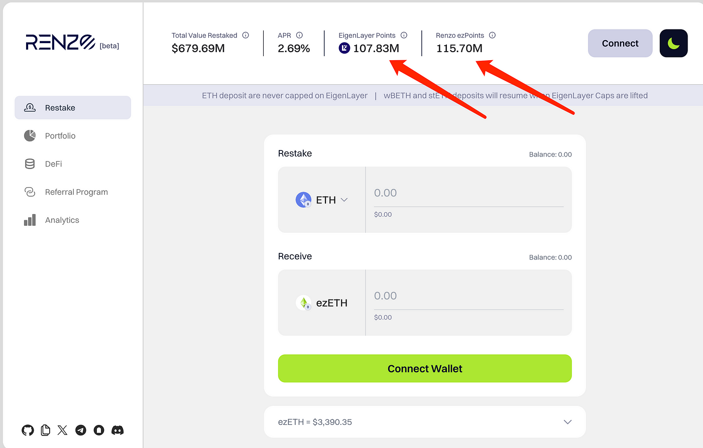 EigenLayer restaking protocol dashboard
