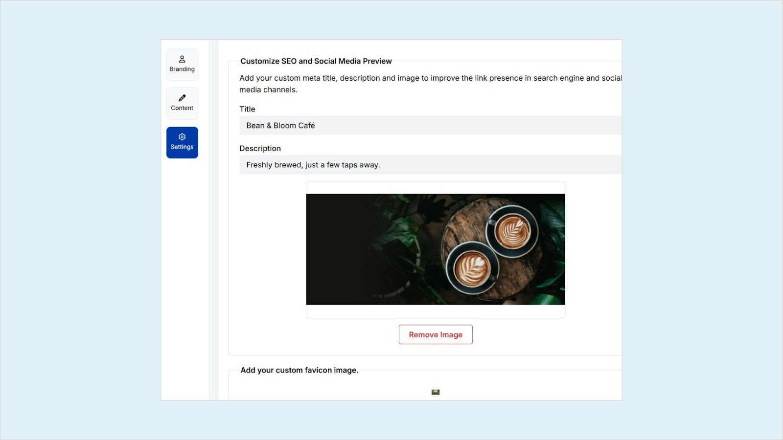 Bio links settings version 1