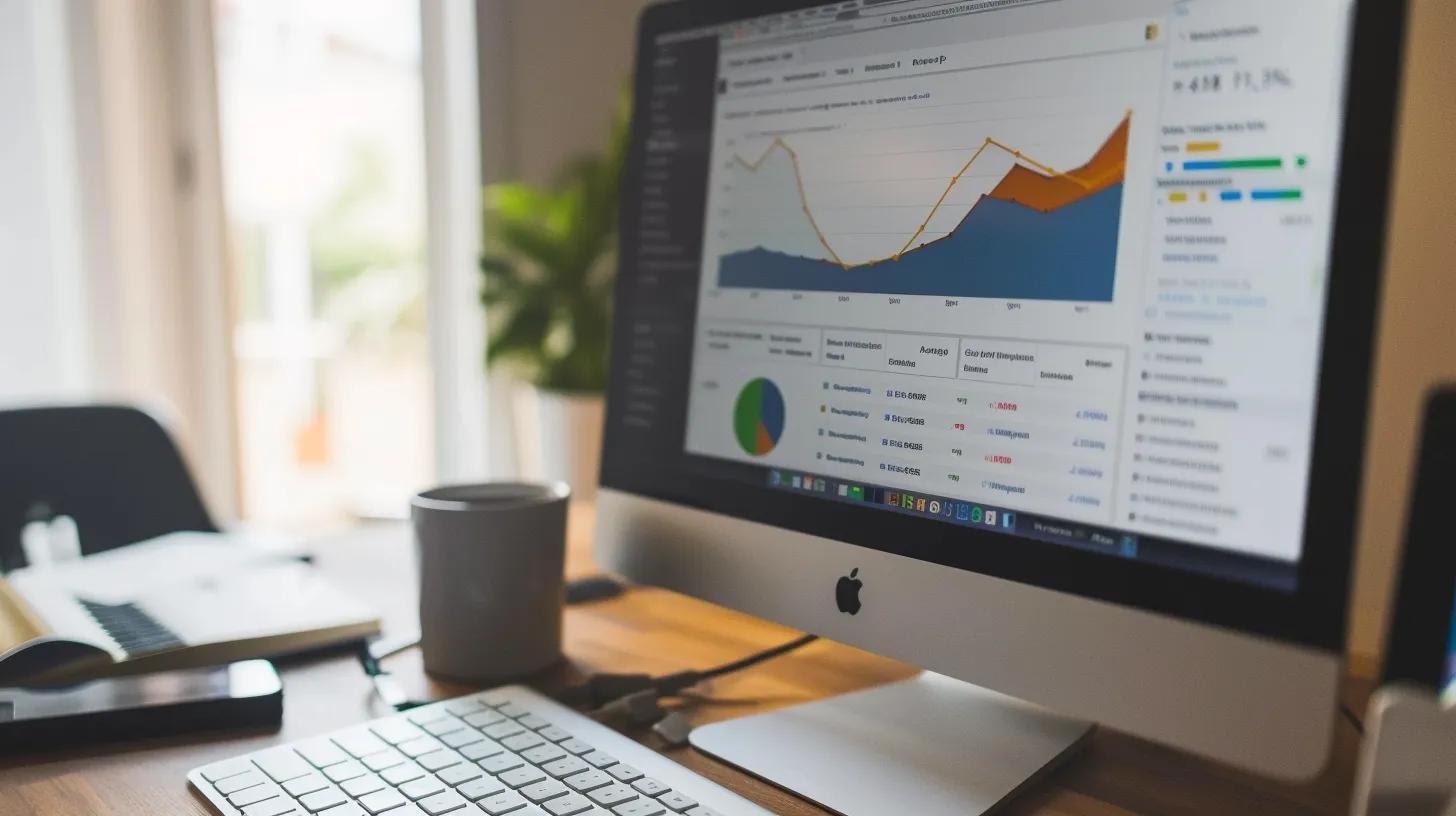 a dynamic office scene showcasing a diverse team of professionals engaging around a sleek computer screen displaying analytics charts, with visual indicators emphasizing improved site speed metrics and user engagement statistics in a contemporary workspace.