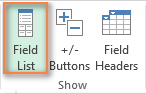 Click the Field List button on the ribbon to make the Pivot Table pane to show up.