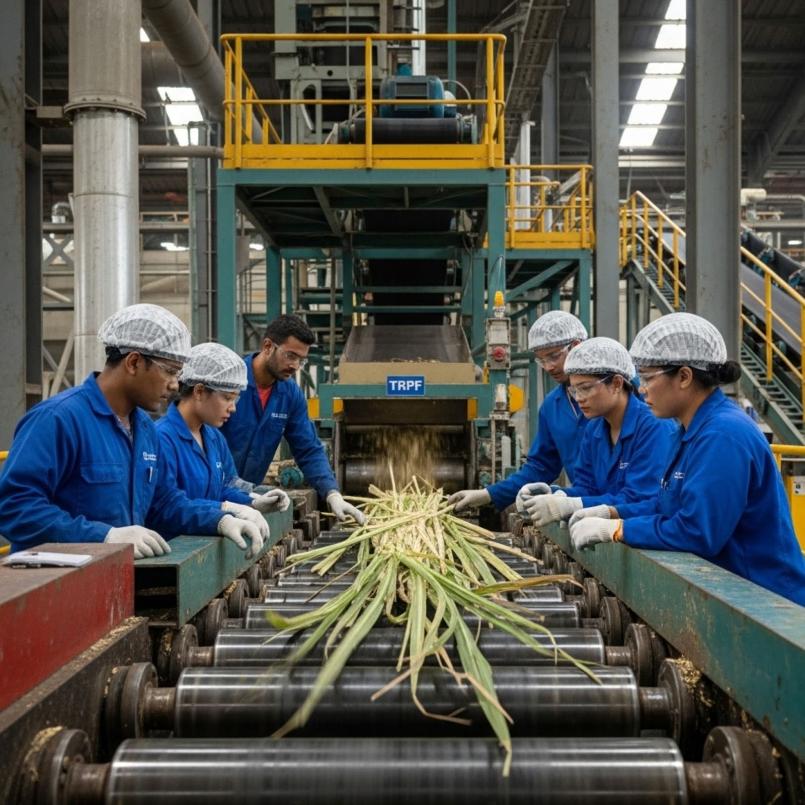 Cane Feed Testing Phase of Sugar Mill Toothed Roller Pressure Feeder