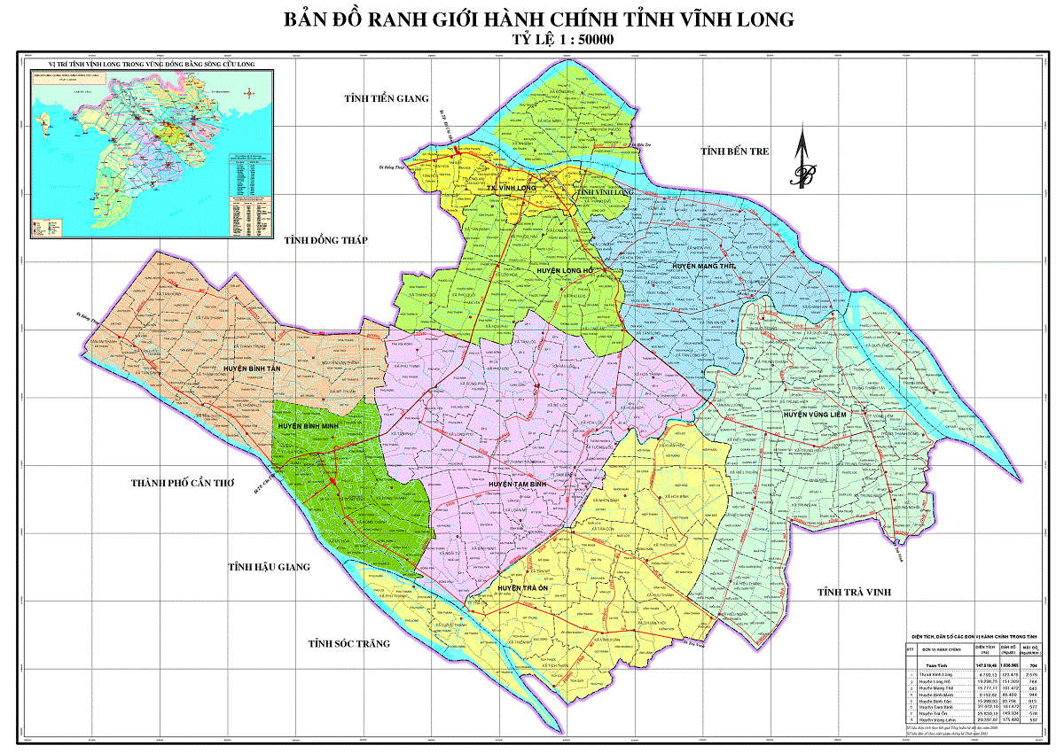 Bản đồ hành chính Tỉnh Vĩnh Long
