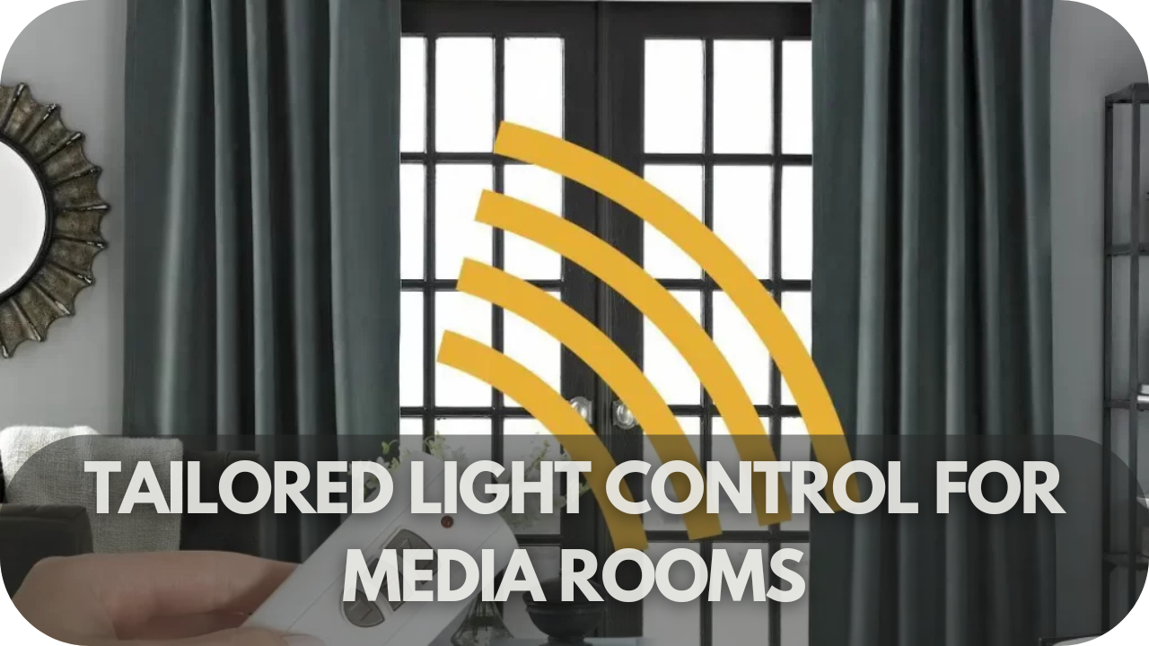 Motorised curtains provide precise light control, perfect for optimizing your media room experience.