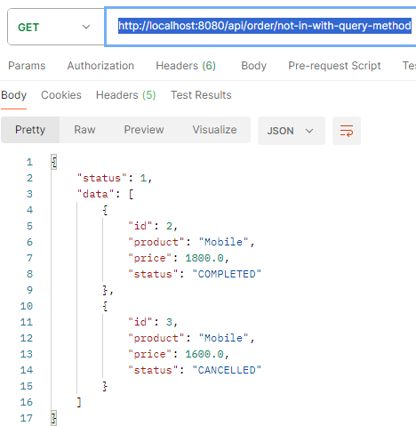 Use the NOT IN Operator in JPA Repository