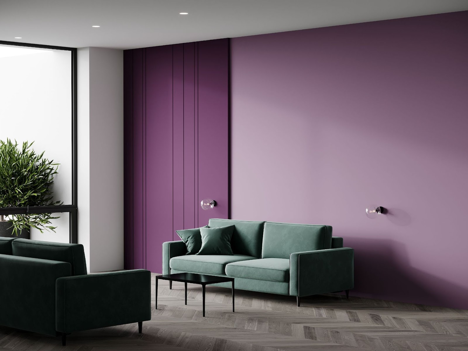 Purple and Grey Colour Combination for Hall according to Vastu Shastra.