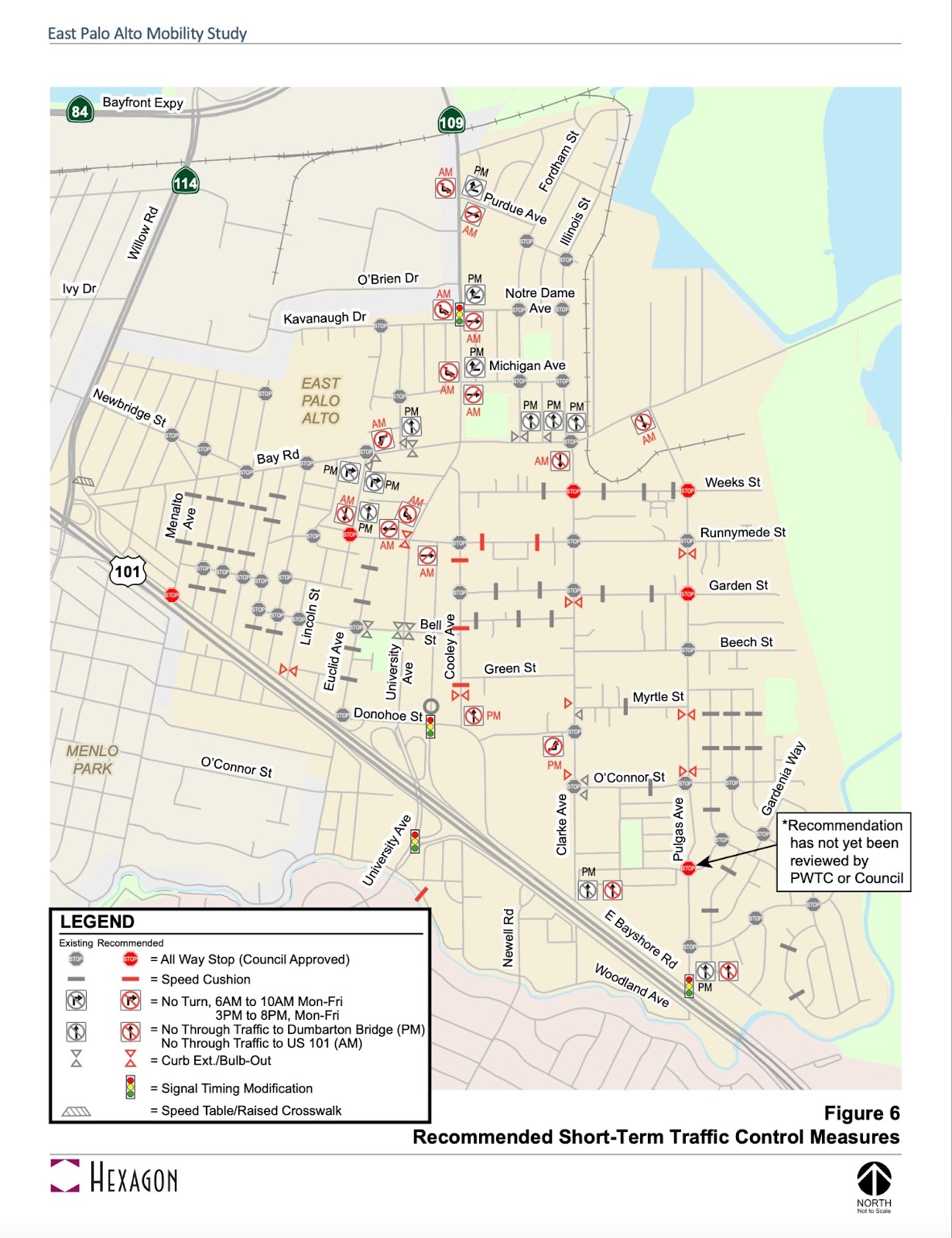 Fig 1. East Palo Alto Mobility Study, no turn locations.