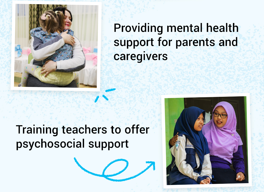 Providing mental health support for parents and caregivers Training teachers to offer psychosocial support