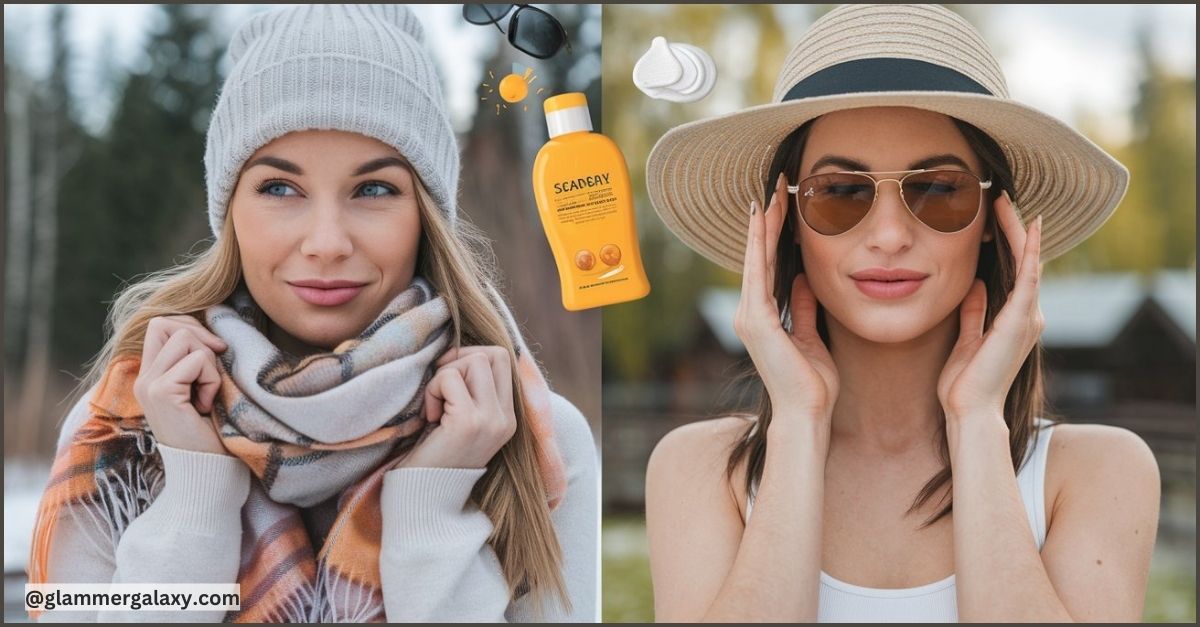 Two women holding beauty products, with branded bottle and cream dollop.