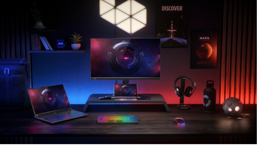 A computer on a desk

Description automatically generated