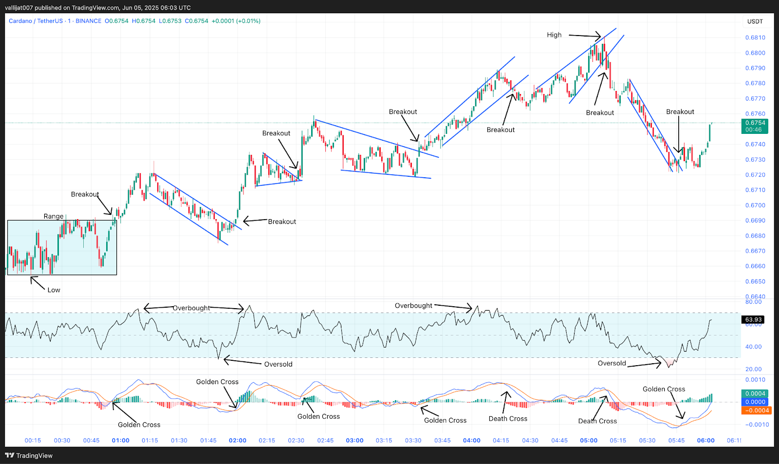 Chart 11: ADA/USDT M1 Chart, Analysed by vallijat007, published on TradingView, June 5, 2025
Cardano price