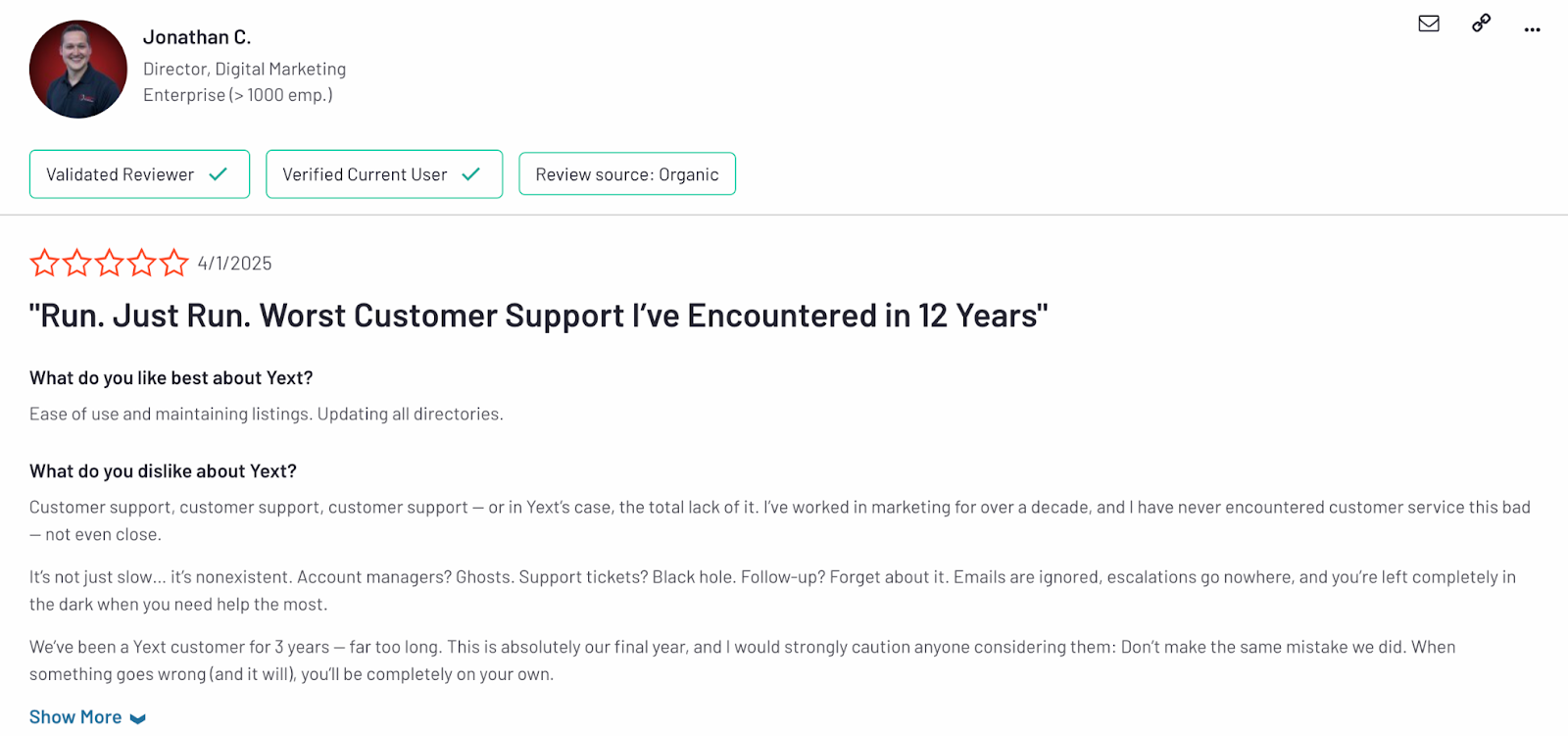 Yext Ratings and Customer Reviews: