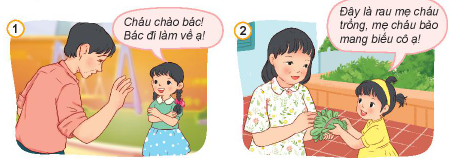 BÀI 3. QUAN TÂM HÀNG XÓM LÁNG GIỀNGKHỞI ĐỘNGCâu hỏi: Kể về một người hàng xóm láng giềng mà em yêu quý theo gợi ý:Tên người hàng xóm.Vì sao em yêu quý người hàng xóm đó?Giải nhanh:Em rất quý mến cô Hoa hàng xóm gần nhà em. Cô khoảng bốn mươi tuổi, hiền lành và vui tính. Cô Hoa rất thương em, thường mua hoa quả cho em ăn. Gia đình em ai cũng quý cô. Mỗi khi có món gì ngon, mẹ lại sai em đem sang mời cô. Đối với em, cô Hoa thân thiết như một người cô ruột vậy.KHÁM PHÁ1. Tìm hiểu một số biểu hiện của việc quan tâm hàng xóm láng giềngCâu hỏi: Quan sát tranh và trả lời câu hỏi: Hãy nêu những việc làm thể hiện sự quan tâm hàng xóm láng giềng trong các bức tranh trên?Em còn biết những việc làm nào khác để thể hiện sự quan tâm đến hàng xóm láng giềng?Giải nhanh:Tranh 1: Lễ phép chào hỏi người lớn tuổi hơn.Tranh 2: Chia sẻ đồ ăn (rau) với nhau.Tranh 3: Hỏi thăm khi hàng xóm bị bệnh.Tranh 4: Chúc tết, chúc sức khoẻ hàng xóm láng giềng.Những việc làm khác để thể hiện sự quan tâm đến hàng xóm láng giềng:Giúp em nhỏ bấm nút thang máy.Giữ yên tĩnh trong giờ nghỉ trưa và buổi tối muộn 2. Tìm hiểu vì sao phải quan tâm đến hàng xóm láng giềnga. Đọc truyện và trả lời câu hỏi:Biết tin chồn mẹ bị ốm, hàng xóm đã làm gì?Khi được hàng xóm giúp đỡ, chồn mẹ cảm thấy thế nào?Giải nhanh:Biết tin chồn mẹ bị ốm, hàng xóm đã:Voi tưới nước cho vườn cây trong sân.Sóc rửa bát đĩa và lau bàn.Chuột túi dỗ chồn con.Khi được hàng xóm giúp đỡ, chồn mẹ thấy rất cảm động LUYỆN TẬPCâu 1: Em đồng tình hoặc không đồng tình với ý kiến nào dưới đây? Vì sao?Giải nhanh: Em đồng tình với ý kiến 1 vì việc quan tâm, giúp đỡ hàng xóm sẽ thể hiện em là một người được giáo dục rất tốt, biết giúp đỡ những người xung quanh.Câu 2: Nhận xét thái độ, việc làm của các bạn trong mỗi tranh sau:Giải nhanh: Tranh 1: bạn đưa thước dây cho cô hàng xóm mượn với thái độ rất lễ phép.Tranh 2: hành động của bạn nam rất đáng được tuyên dươngTranh 3: bạn nhỏ biết an ủi bác hàng xóm khi bác có chuyện buồn.Tranh 4: bạn gái làm như vậy là sai. Tranh 5: bạn nhỏ không nên vứt rác ở cổng nhà hàng xóm. Hành động này đáng bị khiển trách.Tranh 6: bạn nam rất biết quan tâm đến người khác và cũng rất lễ phép.Câu 3: Xử lí tình huốngGiải nhanh: Tình huống 1: Em sẽ ra nhắc nhở các bạn không cười đùa ầm ĩ trước sân nhà bác hàng xóm cho bác nghỉ ngơi.Tình huống 2: Em sẽ hỏi bác có thể đưa em bé cùng sang nhà bạn xem phim được không. Nếu bác đồng ý em sẽ đưa bé đi và chăm sóc em cẩn thận.Tình huống 3: Em sẽ ngăn không cho các bạn làm như vậy Tình huống 4: Em sẽ khuyên các bạn không nên tỏ ra xa lánh, kì thị bạn như vậy.VẬN DỤNG