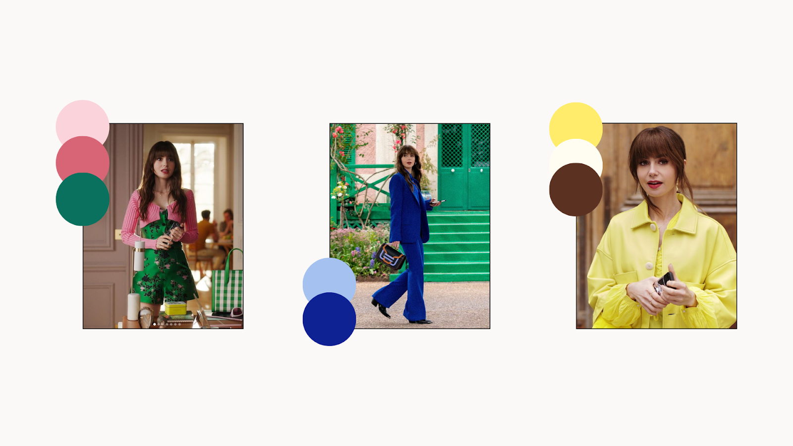 Color palette inspired by Emily Cooper's fashions from Emily in Paris