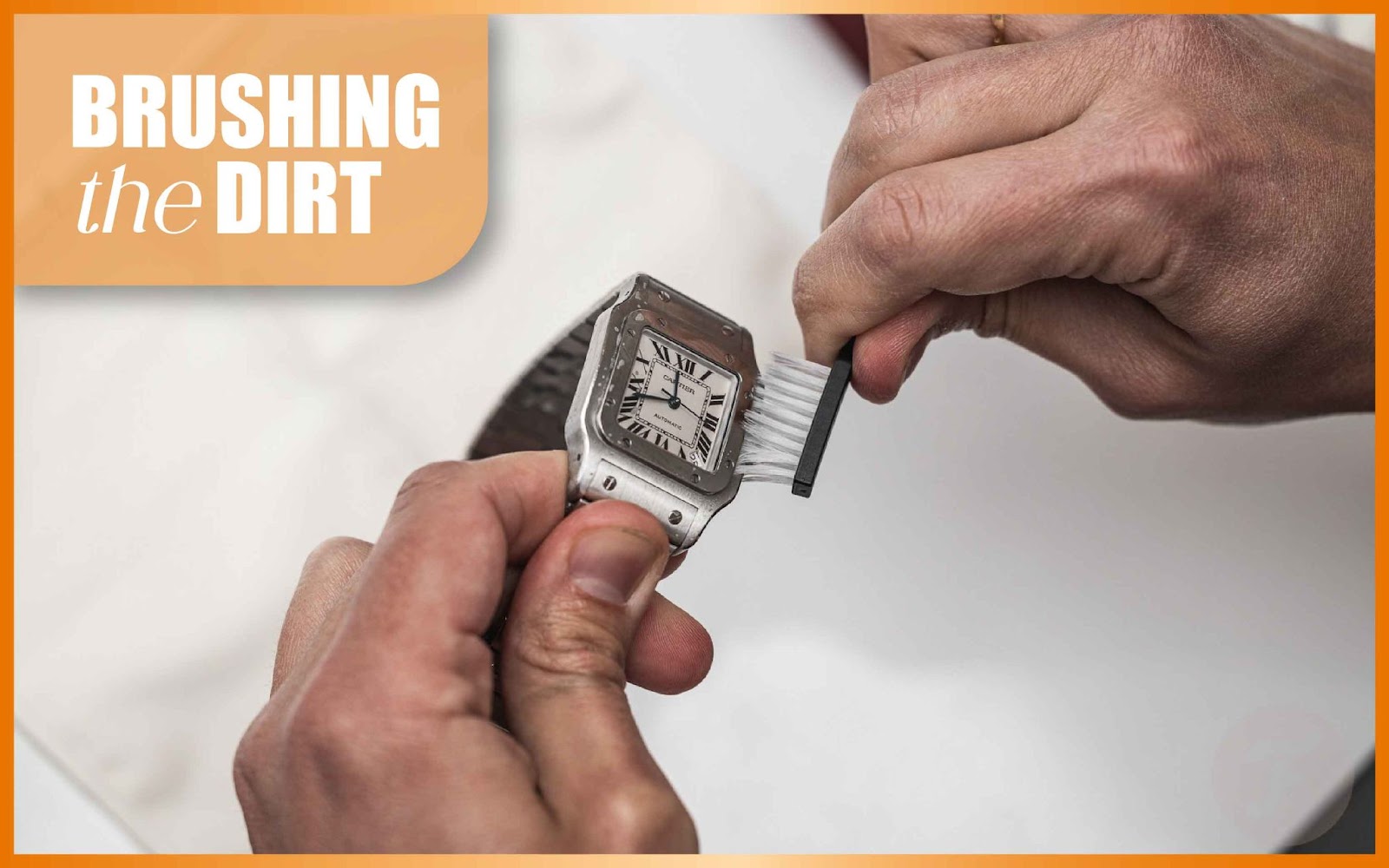 Brushing the dirt from the watch - cleaning a watch