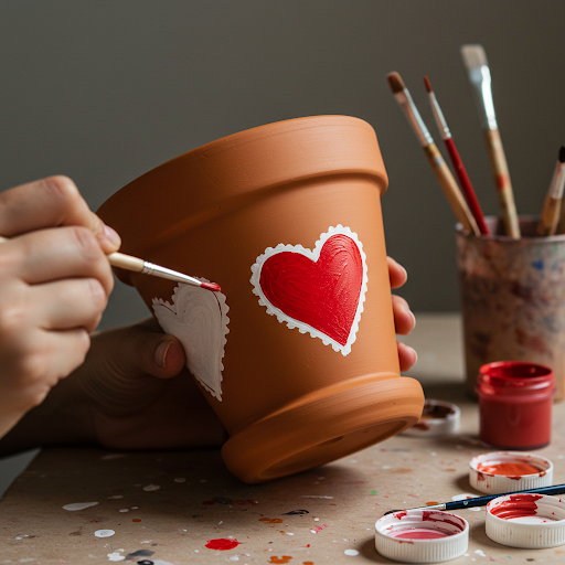 DIY Valentine's Day Terracotta Pots