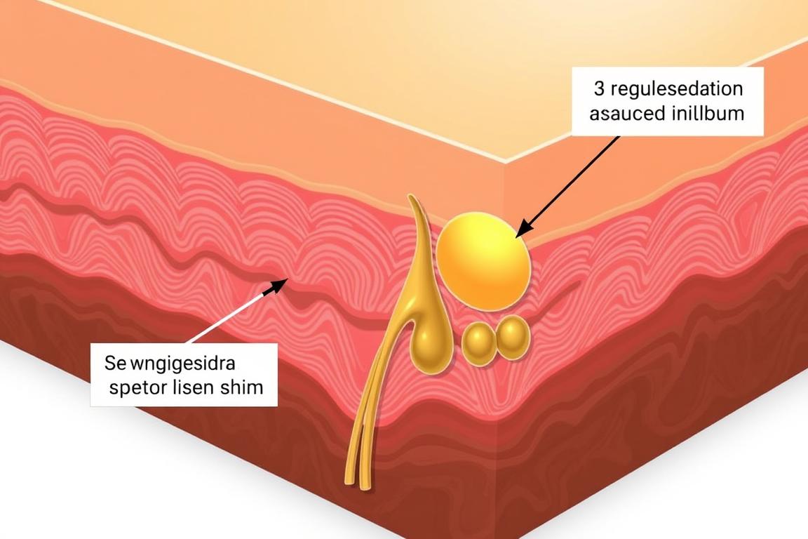 Microscopic view of sebaceous glands showing how Ashwagandha regulates oil production
