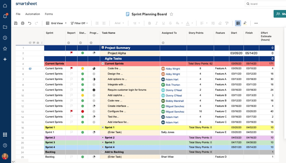 Smartsheet Grid