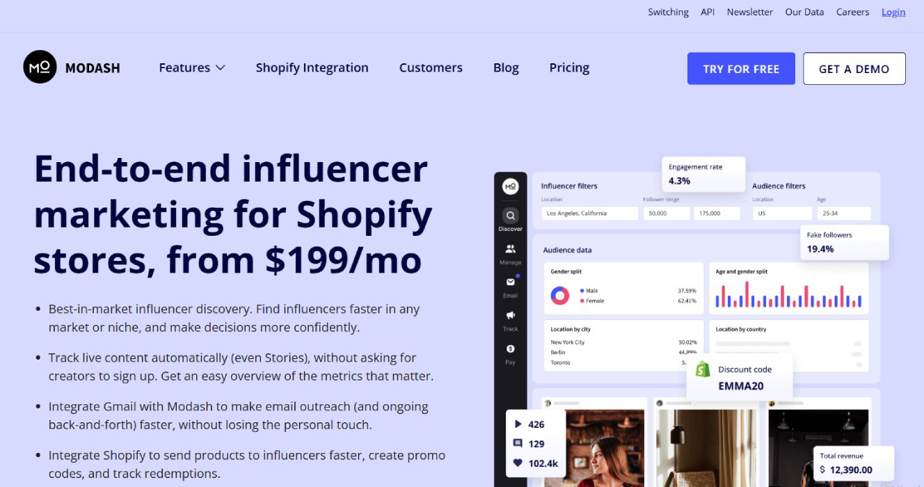 Modash influencer marketplace