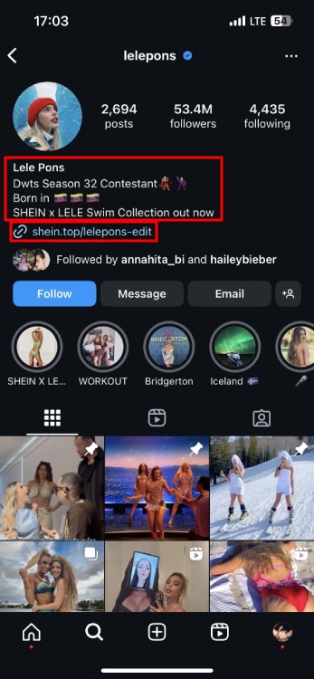 write personal details in your bio 