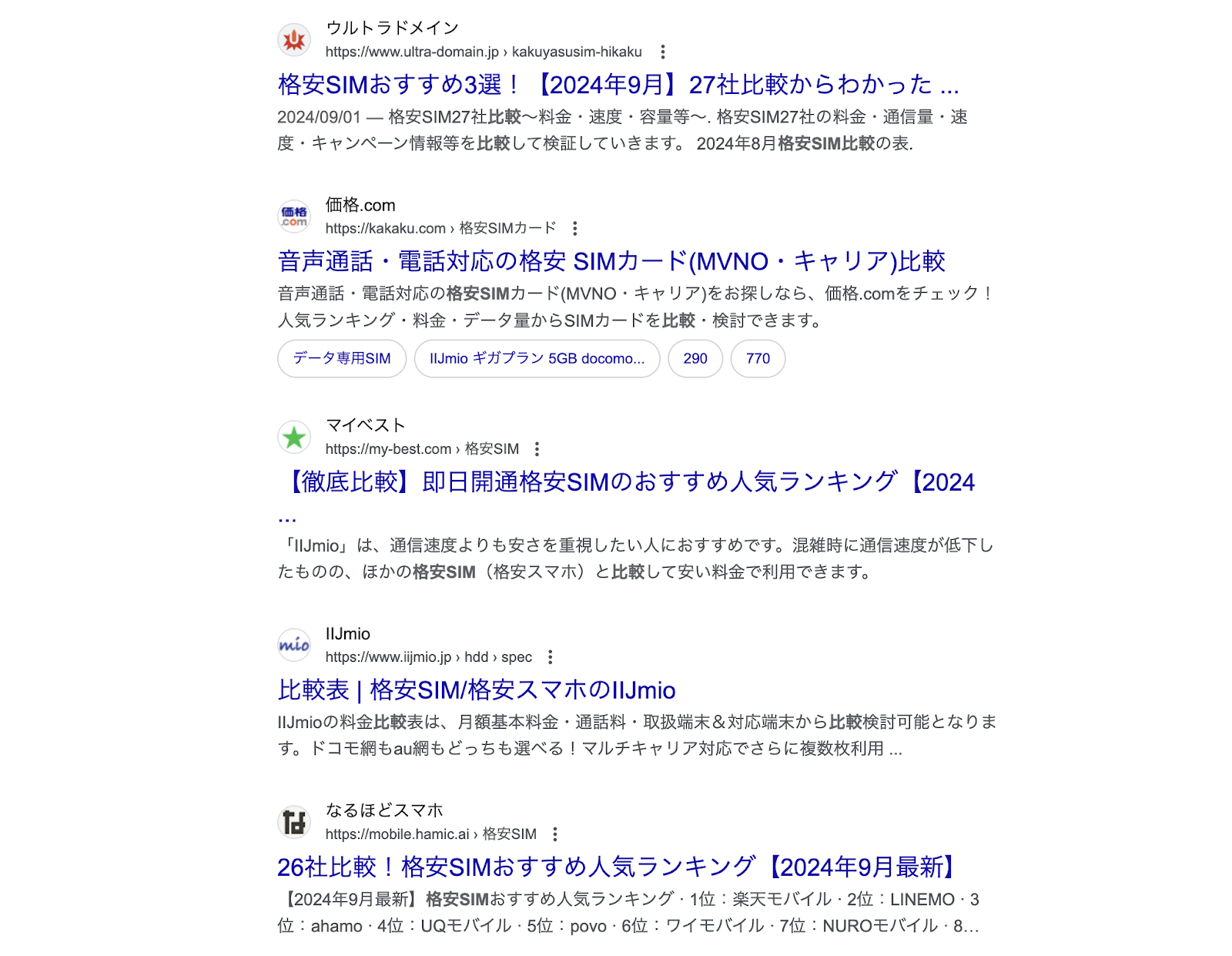 Googleの検索結果画面