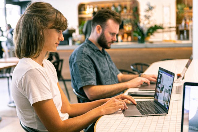 A woman editing 