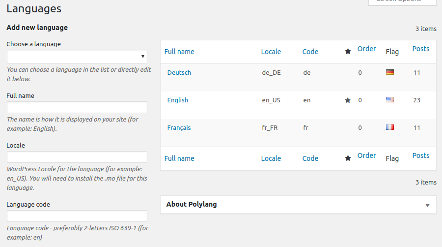 Polylang WordPress translation plugin