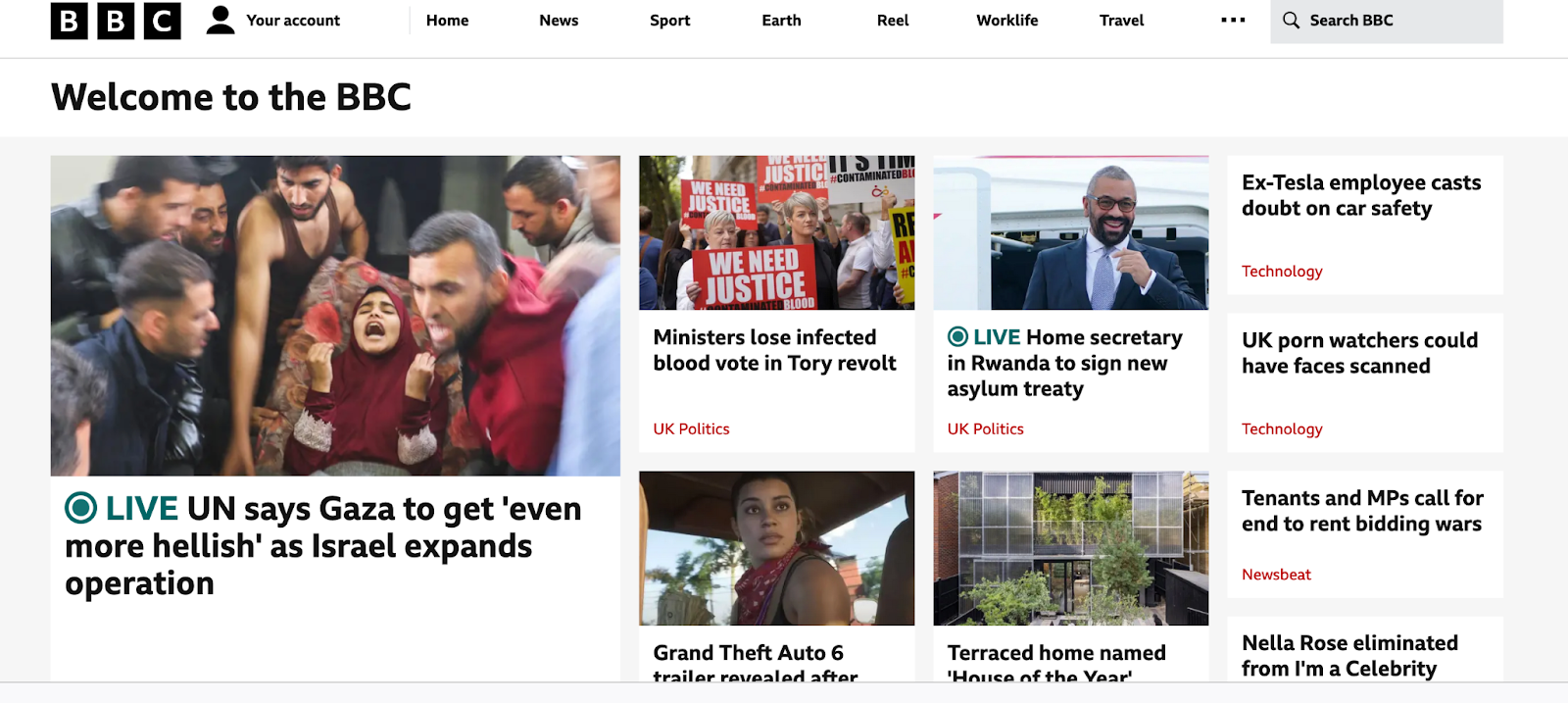 Screenshot of BBC Tor Mirror on the dark web