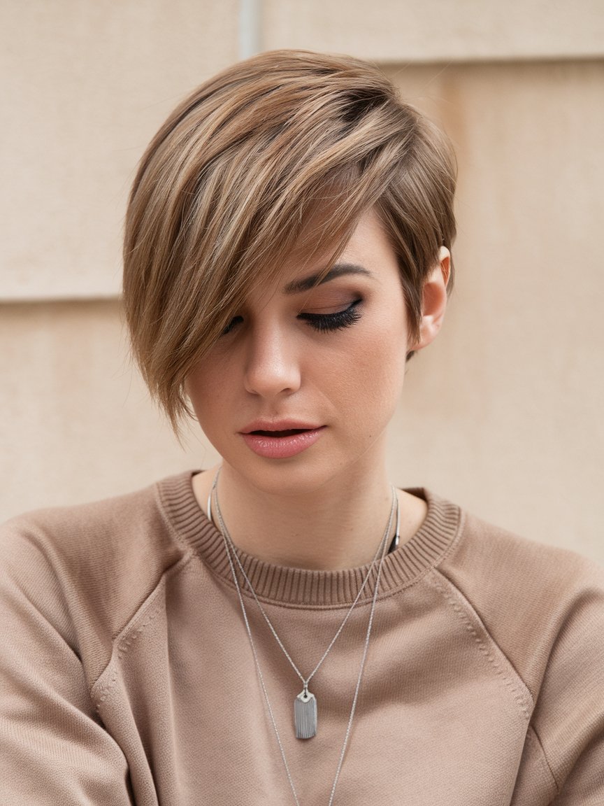 14. Side Parted Pixie Bob