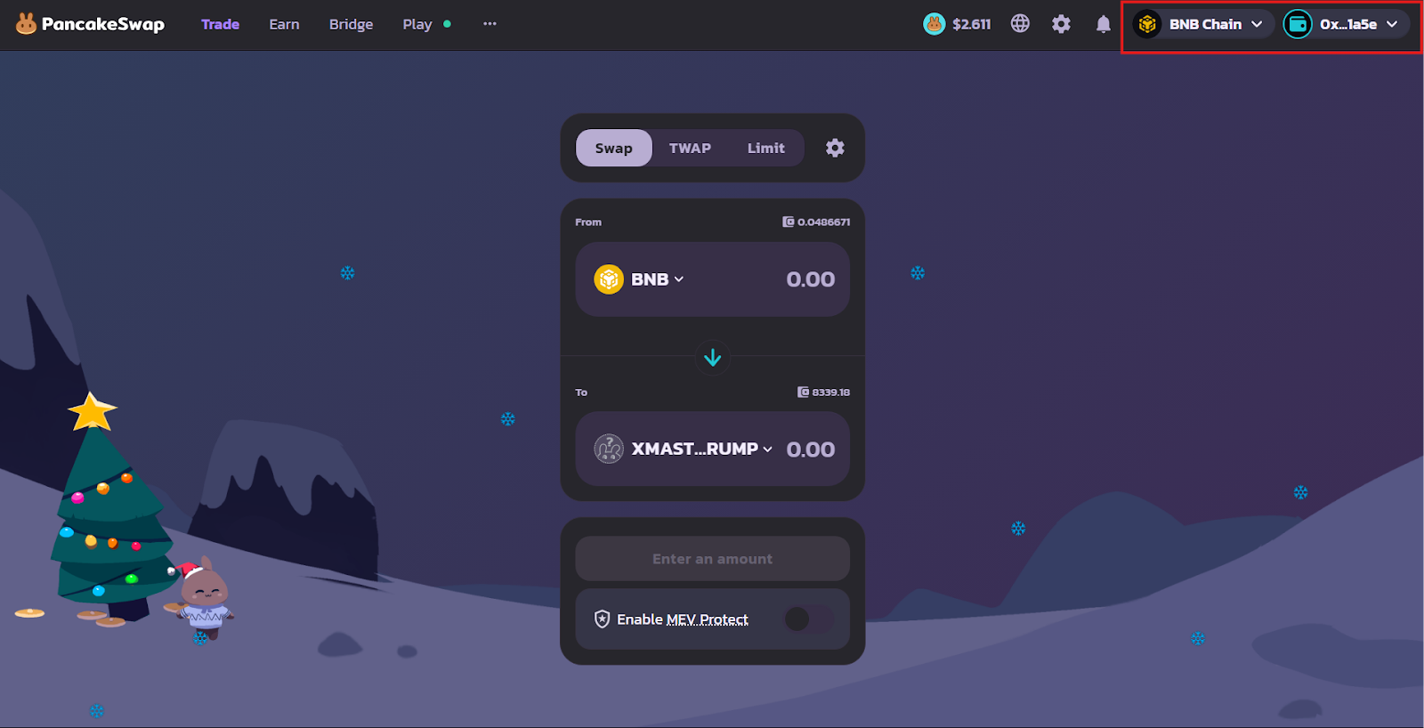 pancakeswap bnb chain swap binance coin xmastrump