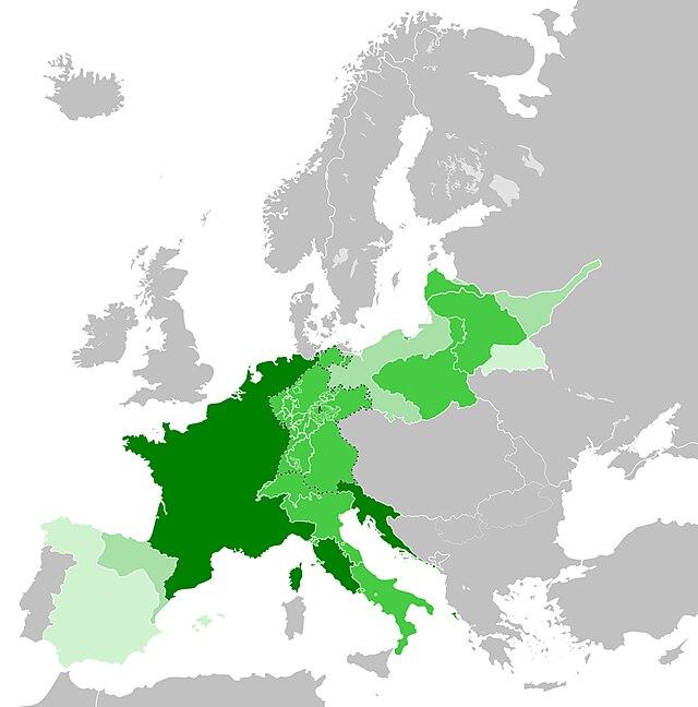 Mapa del Imperio Napoleónico en Septiembre de 1812