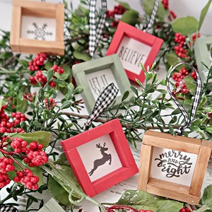 mini wood frame christmas ornaments