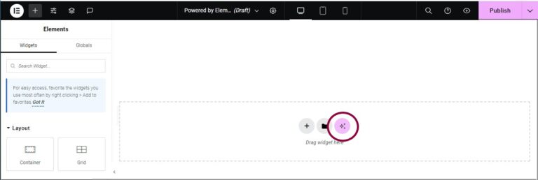 Generate Containers with Elementor AI-axiabits